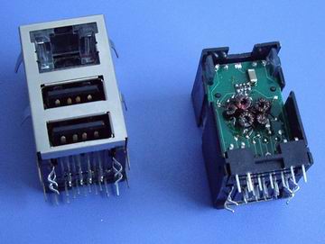 Isolating transformers in an RJ45 socket